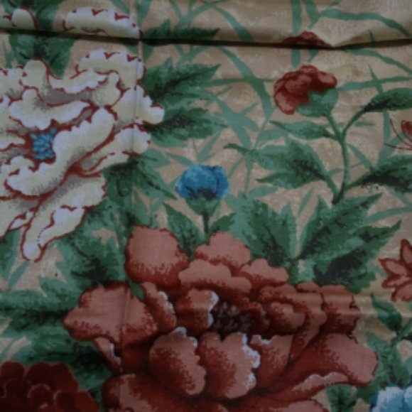 Upholstery Fabric By The Yard Tan Flowers Ann-Long Lee Dupont Stain Repellant - Picture 2 of 9